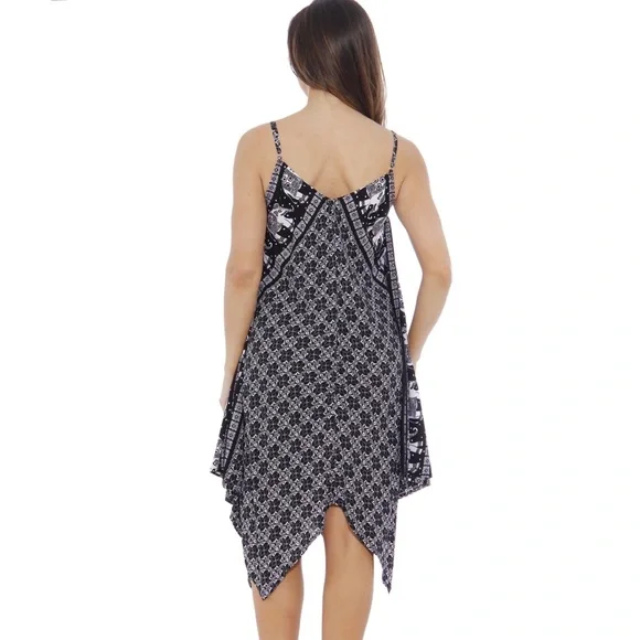 💥 CLEARANCE Handkerchief Hem Elephant Print Cami Midi Dress - Picture 3 of 3